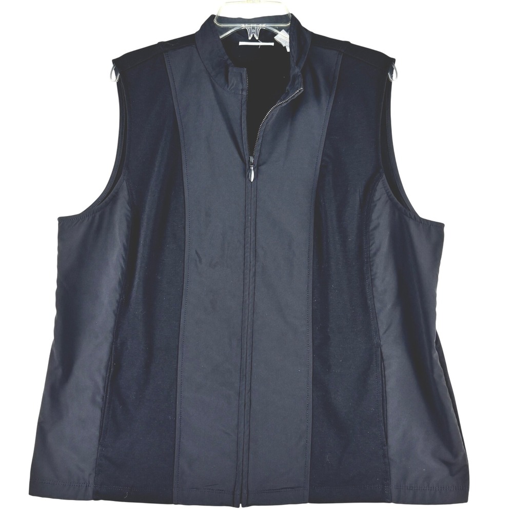 Weekends by Chicos Black Zip‎ Front Vest Size 3 Womens Sleeveless Layering